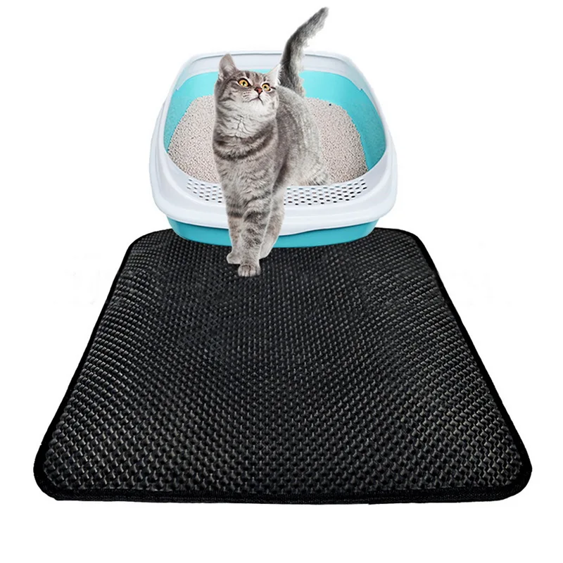 Urijk Cat Litter Mat EVA Double Layer Cat Litter Mats Waterproof Bottom