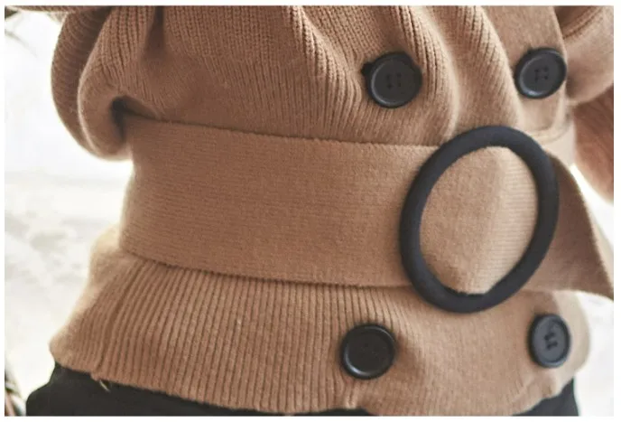 New High Quality Warm Cardigan Winter Women V Neck Double Breasted Short Sweaters Women Casual With Belt Knit Sweater DS50816