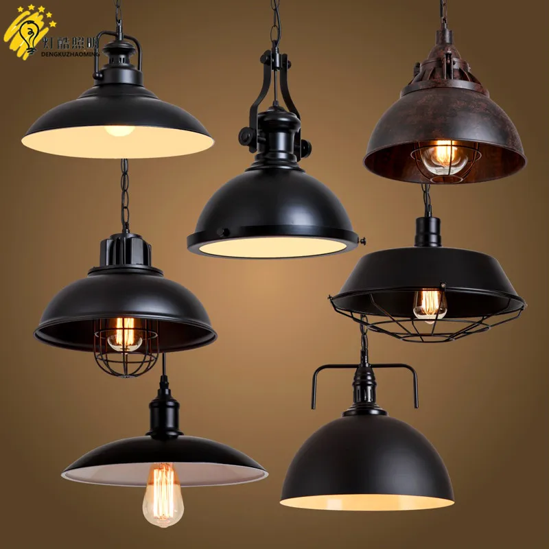 

American retro industrial wind restaurant, chandelier coffee shop bar table loft single head iron pot lid Chandelier
