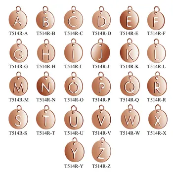 

26pcs/lot Stainless Steel Rose Gold Color Round Alphabet Charms DIY Initials with Jump Ring From A-Z Pendant Accessories