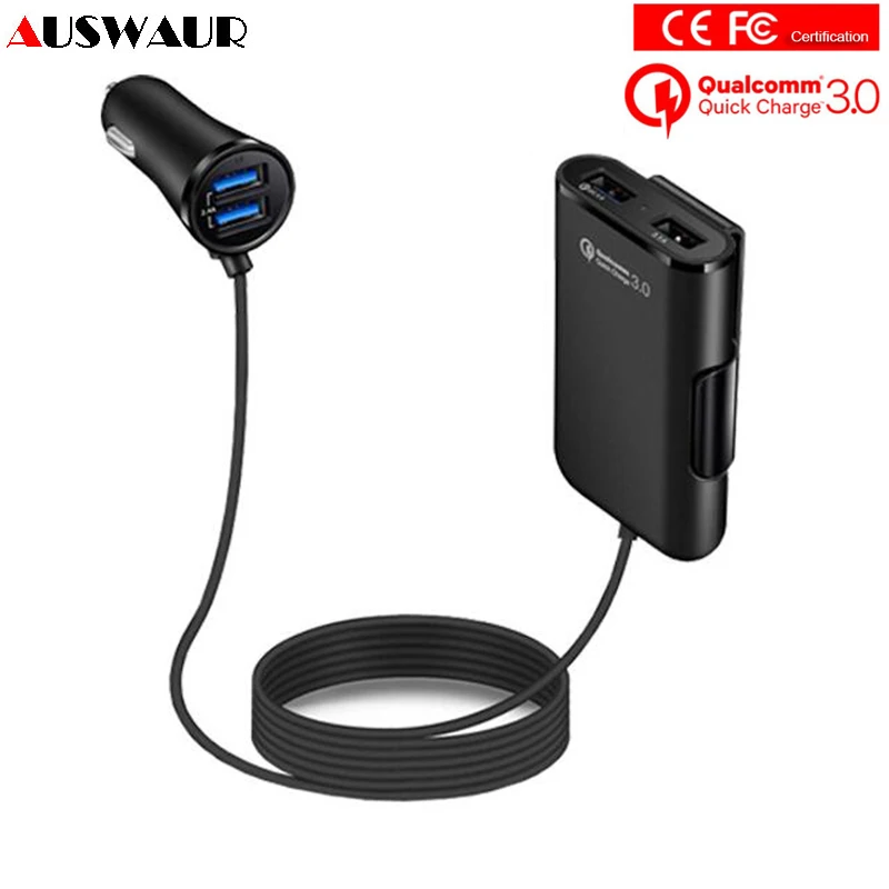 QC3.0 быстрое автомобильное зарядное устройство 4 USB порта для iphone 8 Plus X XS MAX Samsung Huawei