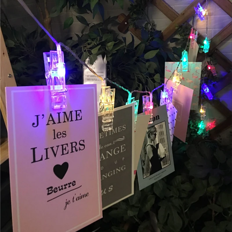 1M 10LED Garland Card Photo Clip Led String Fairy Lights Battery Operated Christmas Holiday Wedding Valentines Home Decoration
