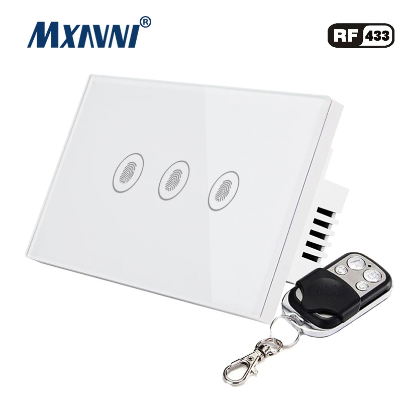 

MXAVNI US Standard Remote Control Switch,3 Gang 1 Way ,RF433 Smart Wall Switch, Wireless remote control touch light switch