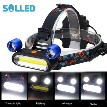 

SOLLED Adjustable High Brightness LED Headlamp 10W COB+2x5W Strong Power Rechargeable Outdoor Lights