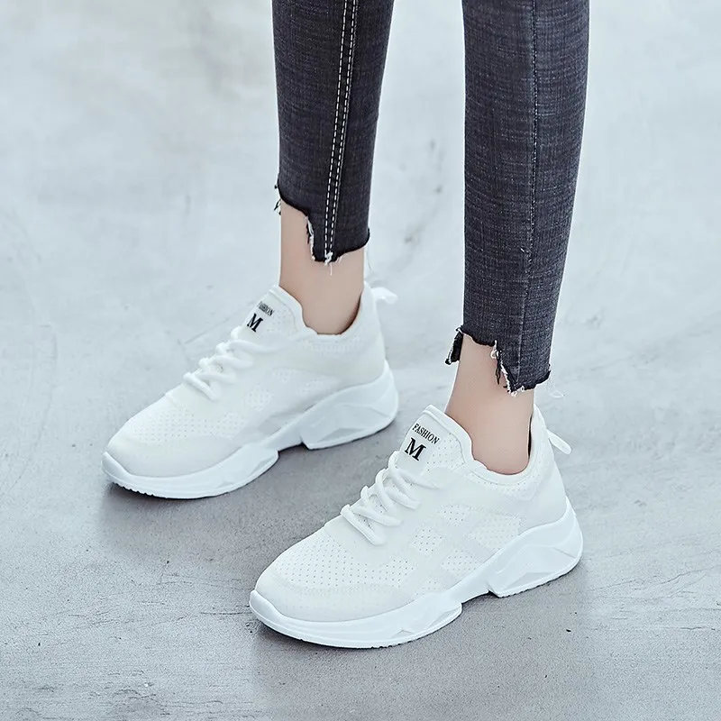 

Woman Casual Shoes Breathable 2018 Breathable White Sneakers Women New Arrivals Fashion Lycra sneakers Shoes Women Flats
