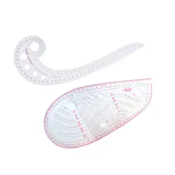 Стильный дизайн инструмент для вышивания бедра кривая вырезанная слот линейка прямая & 11,8 дюймов длинная форма запятой пластик прозрачный