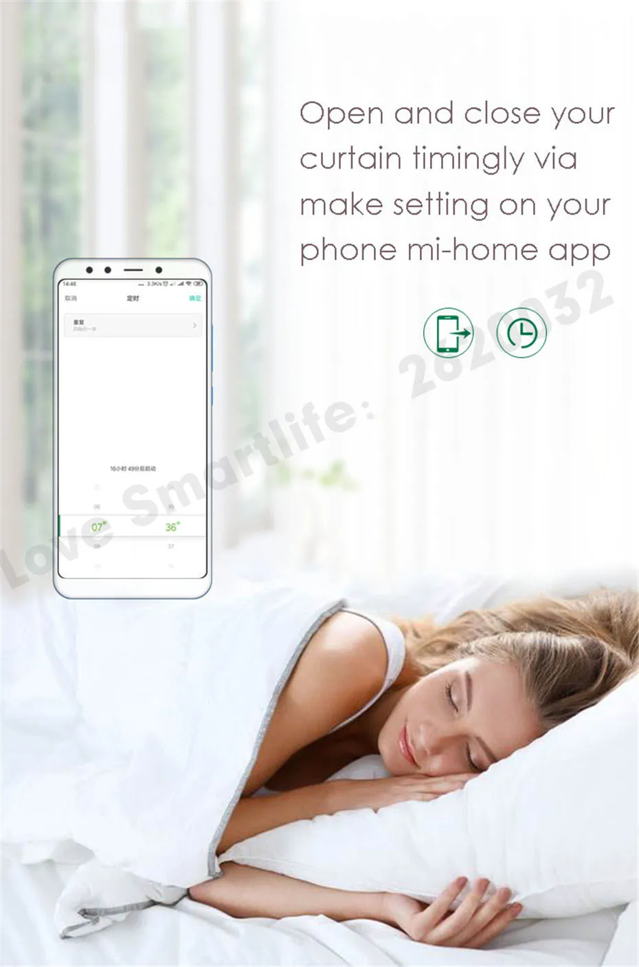 Eruiklink CM82TN Smart wifi Remote Curtain Motor,Mi-Home App RF433 control+Voice Control via Xiaomi Ai Speaker,work with xiaomi Mijia device,no need xiaomi gateway -7