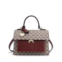 

2018 Europe and the United States big handbags fashion trend small square bag old pattern contrast color shoulder Messenger bag
