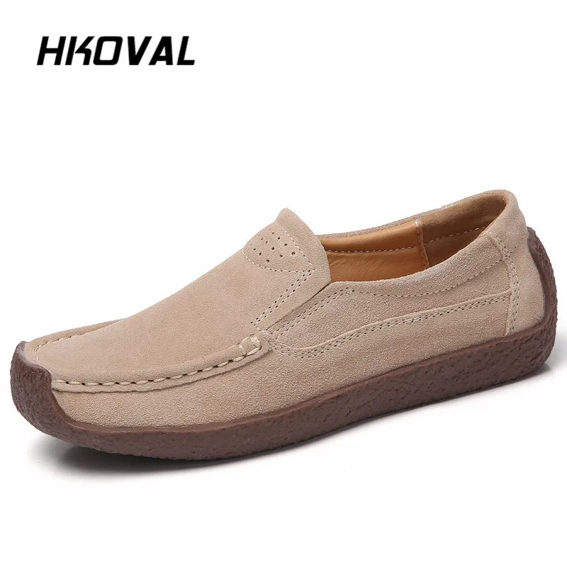 

HKOVAL Women Shoes Sneakers Loafers Casual Flats Moccasins Genuine Leather Spring Autumn Female Ladies Leather Black Footware