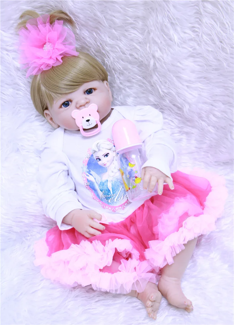 

55cm Silicone Reborn Dolls Baby Realistic Doll Reborn 22 Inch Full Vinyl Boneca BeBe Reborn Doll kit for Girls doc juguetes LOL