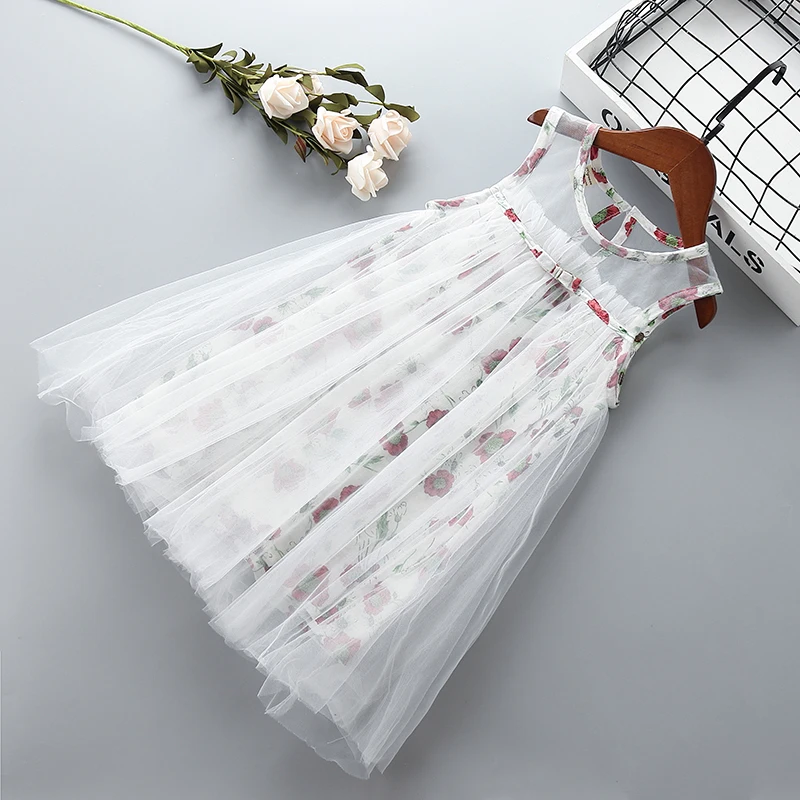

Summer Girl flower dresses children clothing casual beach dress for 2-7T kids floral sleeveless garment princess dress Clothes