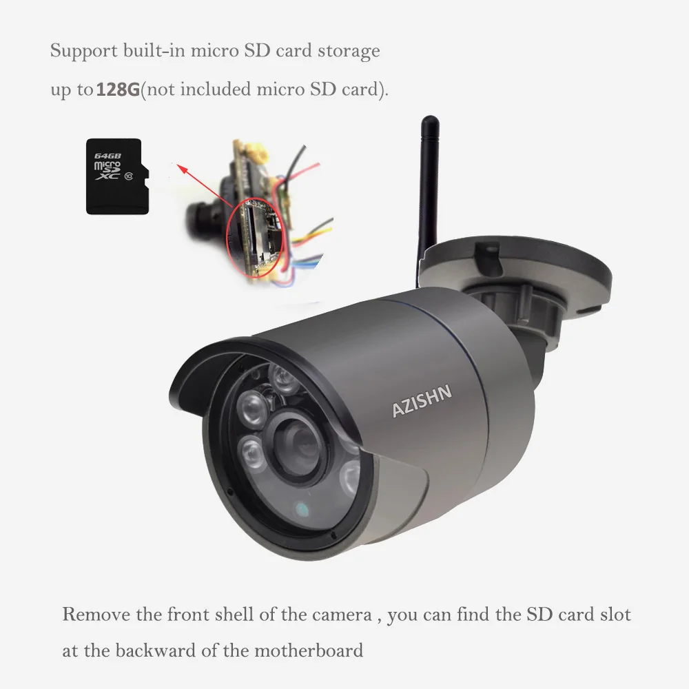 AZISHN Wifi IP камера 720 P/960 P/1080 P проводной беспроводной Yoosee безопасности Wifi металлическая наружная CCTV камера с поддержкой sd-карты до 128 ГБ