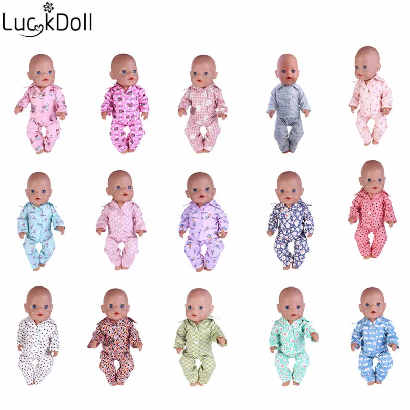 

Luckydoll 15pcs new doll clothes accessories pajamas for 43 cm baby doll accessories toys children's best Christmas gifts