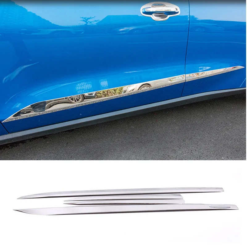 Exterior Accessories Side Door Body Panel Molding Trim 4pcs Stainless