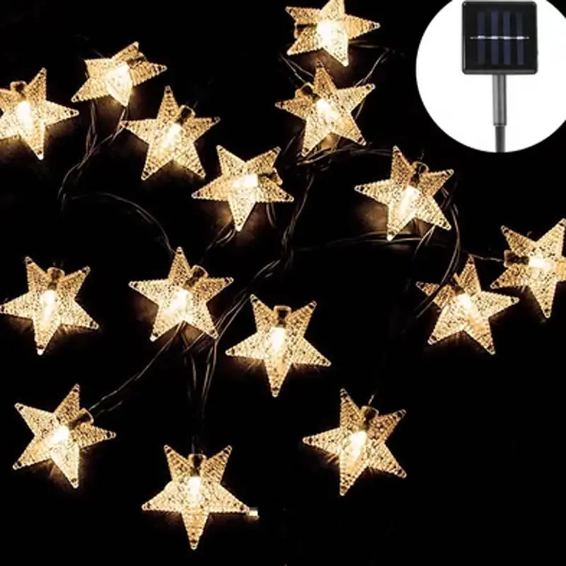 

Solar Powered 4.8M 20 Star LED String Fairy Lights Christmas Lights Waterproof Patio Yard Garden Party Xmas Outdoor Decoration