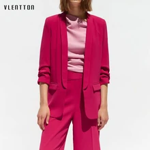 2019 Long Blazer Women Solid Shawl Collar Pockets Office Blazers Female Outwear Tops Roll sleeve Women's Jacket And Blazer Coat 2019 Long Blazer Women Solid Shawl Collar Pockets Office Blazers Female Outwear Tops Roll sleeve Women's Jacket And Blazer Coat