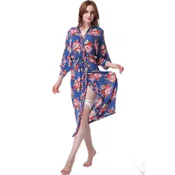 2017 длинные Стиль цветочный Халаты Для женщин ночное белье очень мягкие и удобные хлопковые пижамы Халаты халат Мода дамы Ночная рубашка