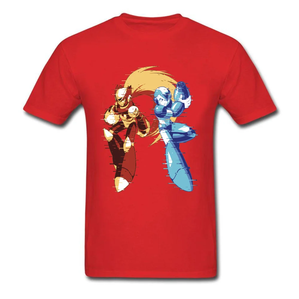 Custom Top T-shirts Short Sleeve Printed On 2018 Fashion Mens Thanksgiving Day Tees Printed On Tee Shirts Crew Neck Pure Cotton Mega Man And Zero 01 [Glitch Remix Ver] 11185 red