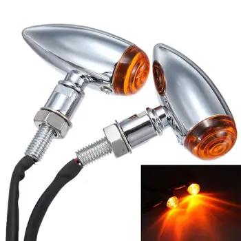

1 Pair LED Motorcycle Mini Bullet Turn Signal Blinker Light for Harley Black Chrome