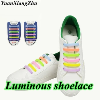 

12 pcs/Set Silicone Light up Fashion Luminous Shoelaces Flash Party Glowing Shoe Lace Shoestrings Lazy No Tie Shoeslace L4