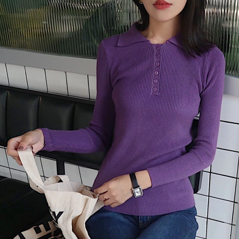 

Women Sweater Knitting Pullover Top 2019 Autumn Winter New Female Fashion Elastic Casual Slim Solid Knitted Sweater Women Jumper
