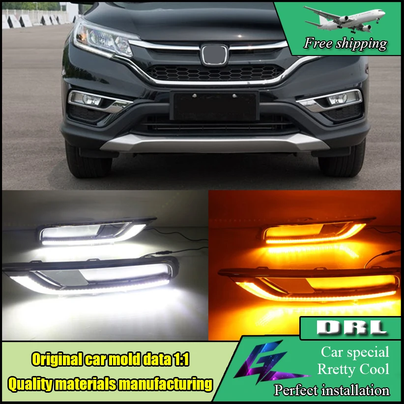

Car Styling LED Daytime Running Light For HONDA CR-V CRV 2015 2016 LED Fog Light DRL With Turn Yellow Signal Front Bumper Lamp