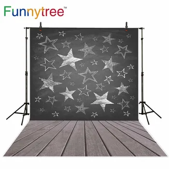 

Funnytree background photocall boda Blackboard chalk drawing stars grey wood floor photo studio backdrops photophone photography