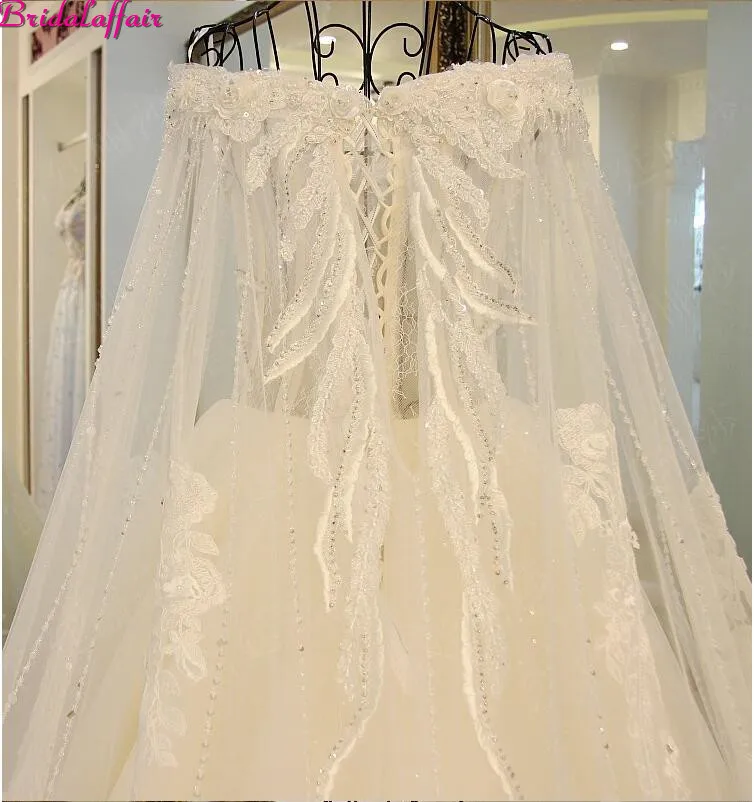 Real Image Luxury Wedding Dresses 2019 Vsetido De Novia Crystals Lace Wedding Dresses Beading Appliques Royal Train Bridal Gowns