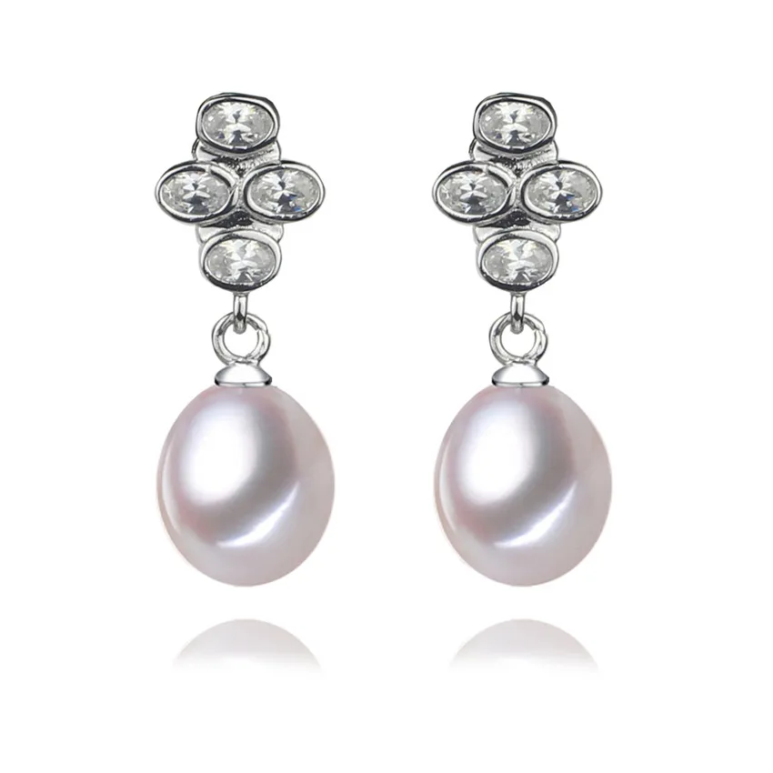 

SNH AAA 8-9mm drop100% sterling silver real natural freshwater pearl earrings genuine cultured pearl jewelry earrings for women