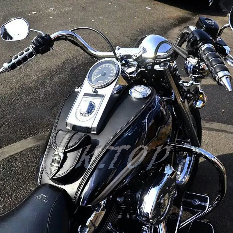 Черный PU кожаный двойной газовый бак крышка сумка для панели для Harley Touring