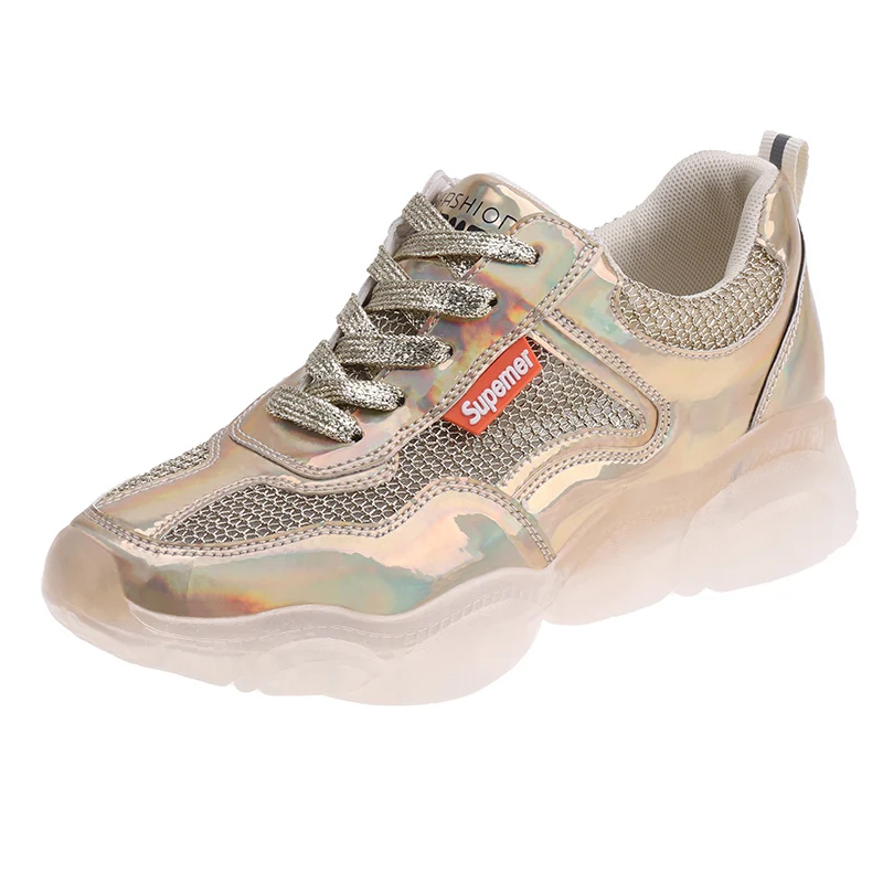 

2019 Summer New Chunky Sneakers Women Shoes Harajuku Casual Dad Shoes Platform Sneakers Breathable Mesh Patent Sneakers