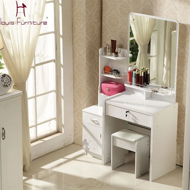 Concise Style Dresser White Ivory Purple Pink Colored Dressing Table Concise Style Dresser White Ivory Purple Pink Colored Dressing Table With Mirror Stool