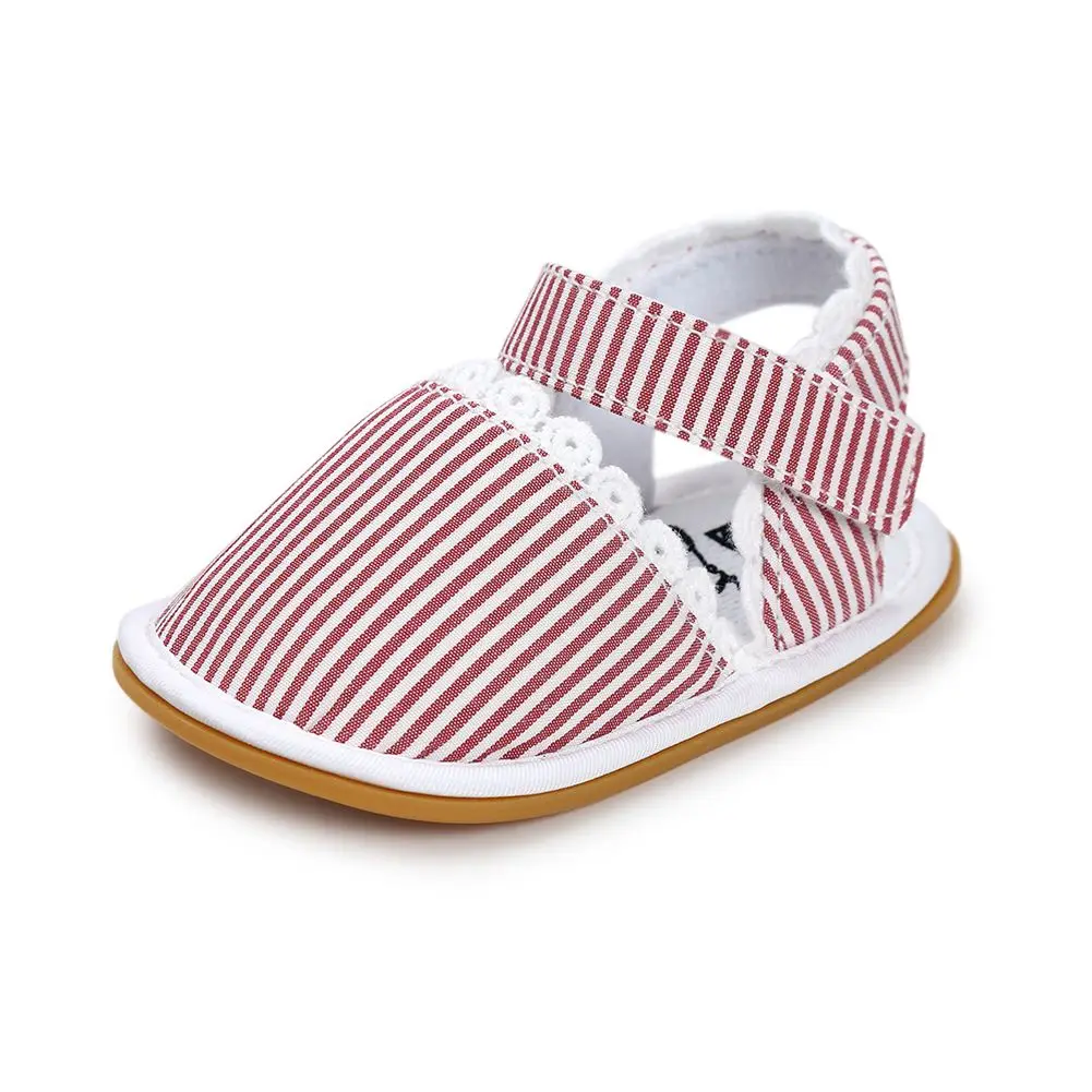 

ABWE Best Sale Infant Baby Girl Stripe Crib Toddler Summer Sandals Shoes 0-18 months