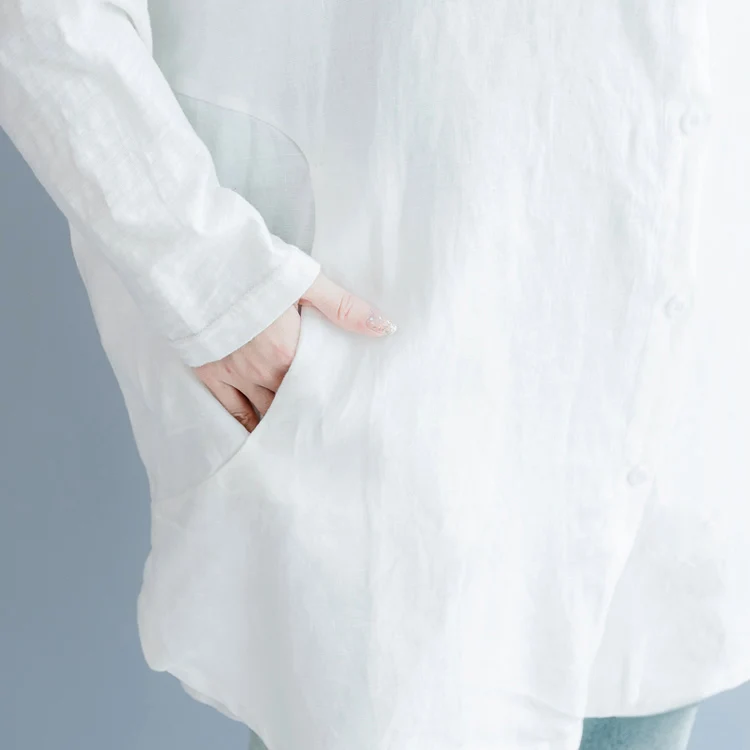 Новинка, повседневная короткая однотонная супер большая белая блузка для женщин, подходит для 6XL 7XL размера плюс, с вырезом, с карманами, женская одежда
