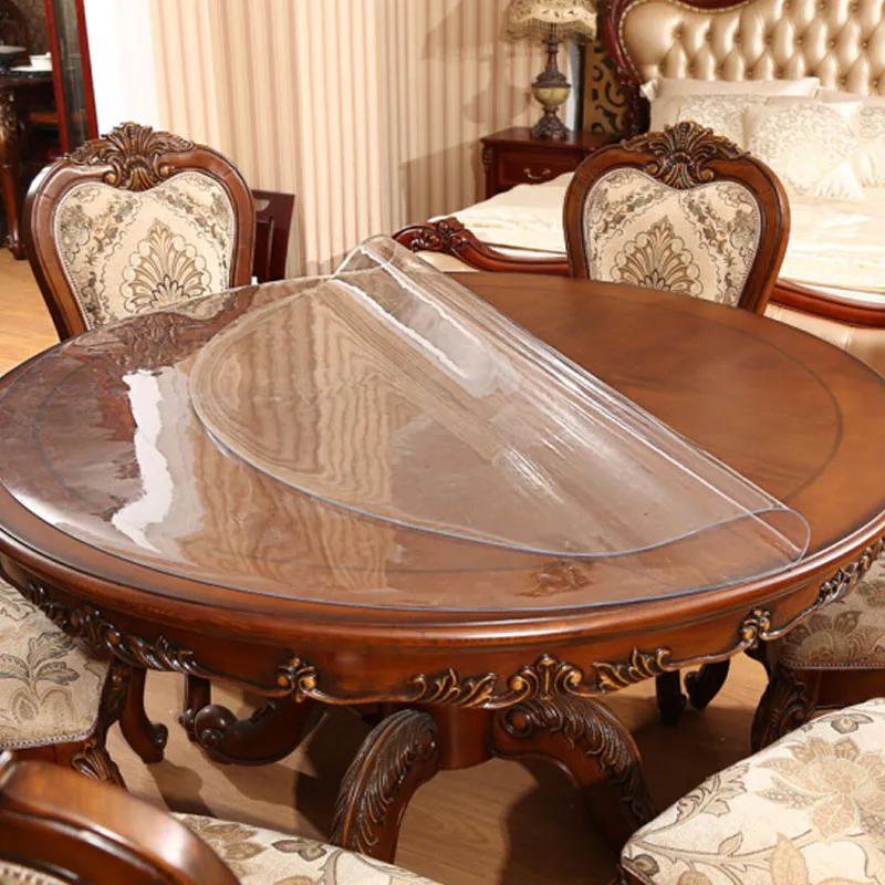  HAZY PVC Tablecloth Transparent Waterproof Round Table Cloth Kitchen Pattern Oil Table Cover Glass 