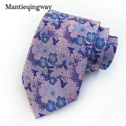 Mantieqingway мужские костюмы шеи галстук для Свадебная вечеринка 8 см с цветочным принтом жаккардовые галстуки узор Gravata тонкий галстук