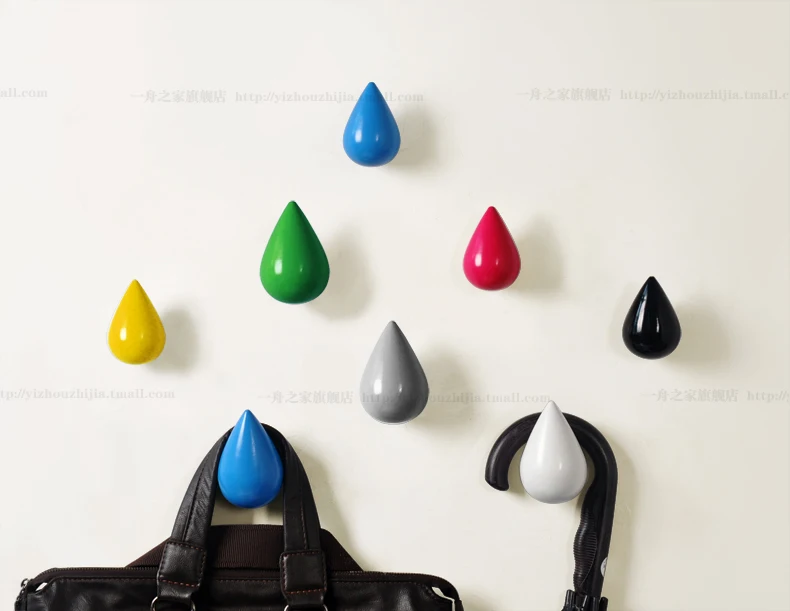Resin  Hanger Chic Water Drop Bathroom Door Coat Hat Single Hook Holder Home Storage Hooks Wall Decoration