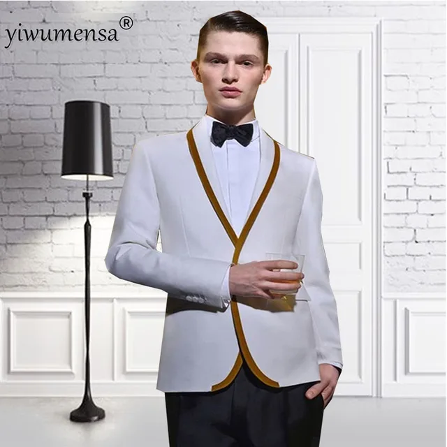 white gold prom suit