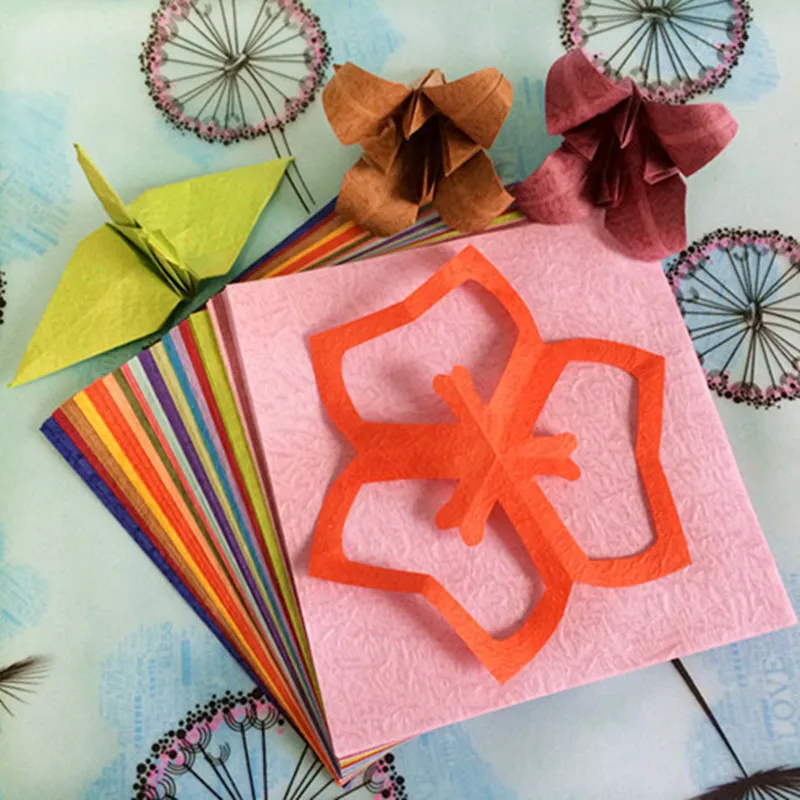

70pcs 18colors Origami Cranes Paper DIY Hand Crumpled Paper Folding Origami Puzzle Love Folding Colored Scrapbooking Paper 10cm
