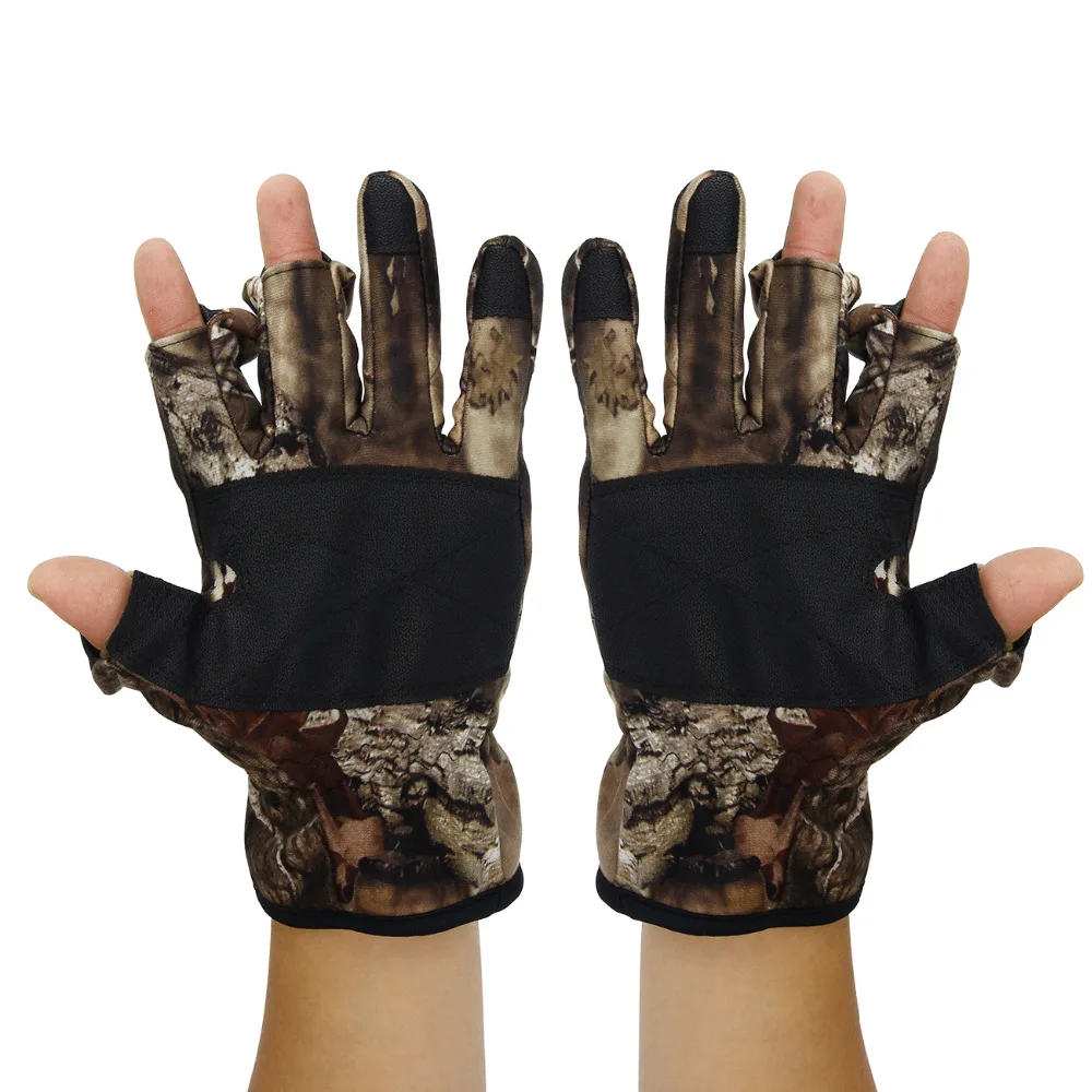Camo Fishing Gloves Skidproof Half Finger Pack Anti Slip Fishing Gloves