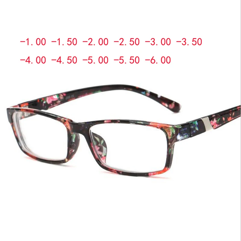 Retro Square Minus Degree Nearsighted Eye Glasses Finished Flower Legs Red Myopia Glasses Diopter Eyewear -100 -150 -200 To -600