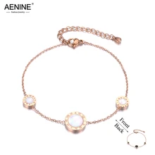 AENINE из нержавеющей стали римские цифры круг черный и белый Sheel двухсторонний Шарм цепочки и браслеты для женщин AB18185