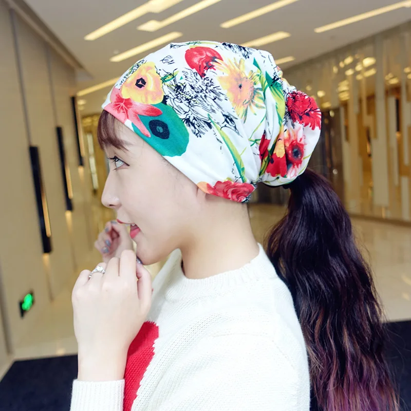

Brand New Women's Winter Hat 2018 Fashion Butterfly Beanie Lady Skullies Turban Cap Printing Flower Caps Gorros Scarf
