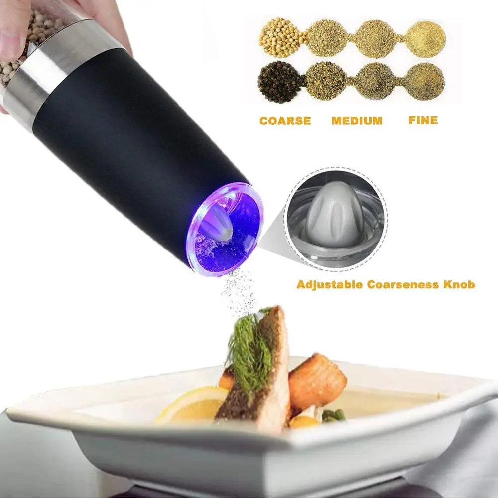 

Automatic Salt and Pepper Grinder Mill with LED Light S Pepper Mills For Grains,Spices,Table Seasoning Grinders