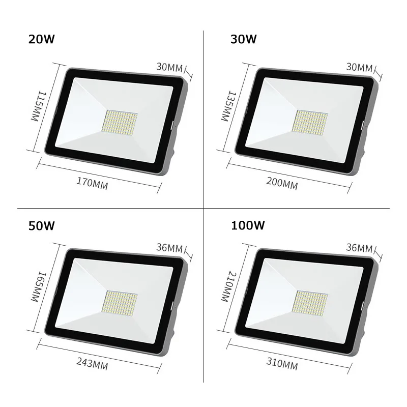 

New LED floodlight bright SMD flood light 20W 30W 50W 100W waterproof outdoor lighting free shipping
