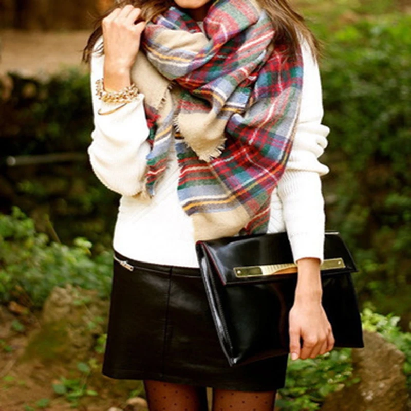 Za winter scarf 2016 women font b Tartan b font Plaid Scarf Desigual Scarf cuadros New