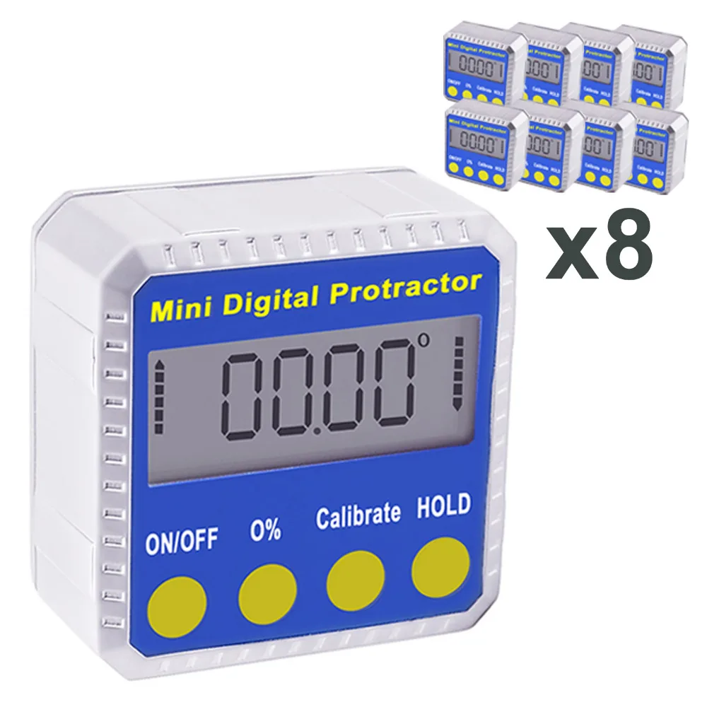 

8 pieces x Digital Angle Finder Protractor Inclinometer Gauge Meter 4 x 90degree Bevel Box with Magnetic Base