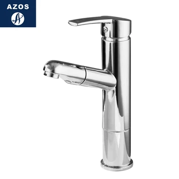 

Azos Basin faucet Pull-out Wash Basin Brass Chrome Cold and Hot Switch Rotatable Kitchen Below Counter Basin Hotel Round CLMP023