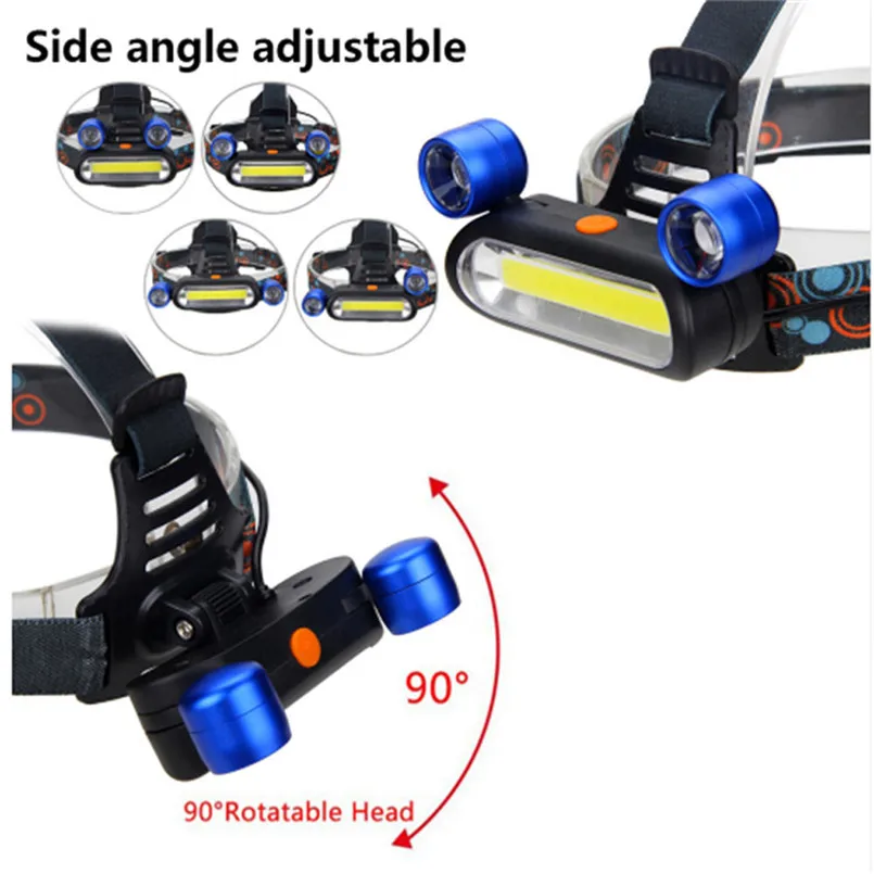 COB LED Headlight Mini Headlamp 3 Modes Head Light Fishing Camping Flashlight Head Lamp 8000Lm Led Torch Head Zaklamp 40DC144