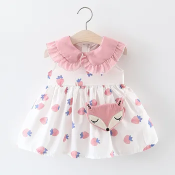 

Cute fox Children Kids Baby Girls Dresses Clothes Child Cartoon Summer Short Dress Kid Enfant Garments Clothing